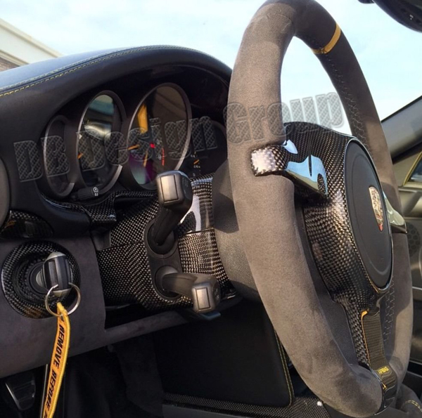  Porsche 987 carbon cover steering wheel trim steering column housing paddles stalks
