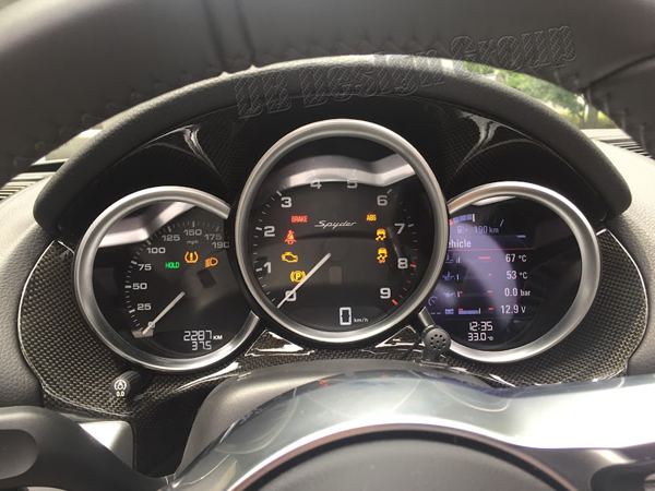 Porsche 981 carbon Verkleidung Cockpit Tacho Blende Kombiinstrument Abdeckung Instrumenten Rahmen Armaturenbrett