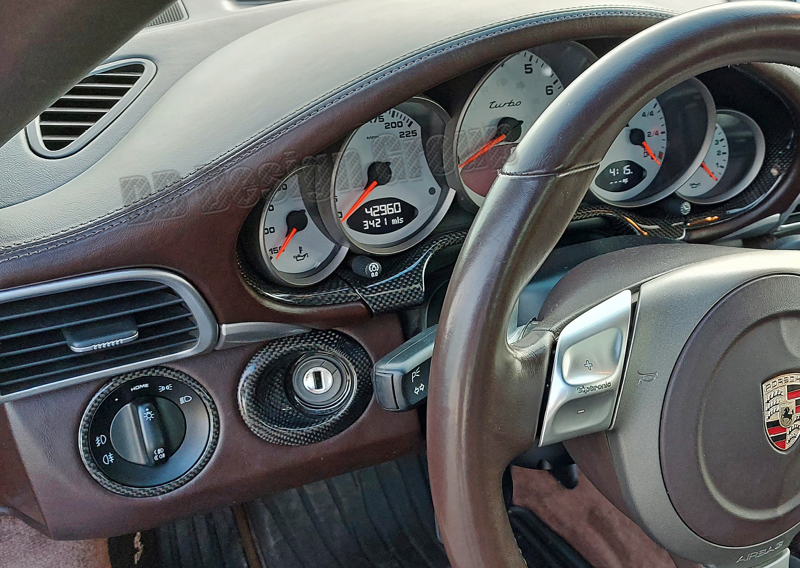  Porsche 997.2 carbon Rosette Lichtschalter Verkleidung Umrandung Schalter Blende