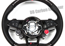  carbon steering wheel Audi R8 4S leather alcantara flat bottom 12 o´clock ring trim arm shift paddles carbon 