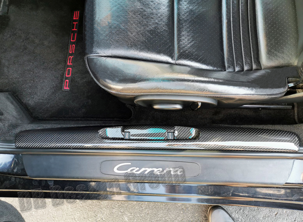  Porsche 986 Boxster carbon Haubenöffner Schalter Verkleidung Einstieg Schweller Blende Einstiegsleiste