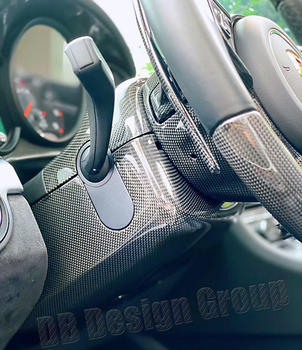  Porsche 971 Panamera carbon steering wheel hub cover steering column housing steering wheel stalk trim surround