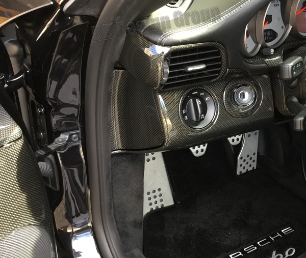  Porsche 987 carbon dash trim panel dashboard cover key ignition light switch
