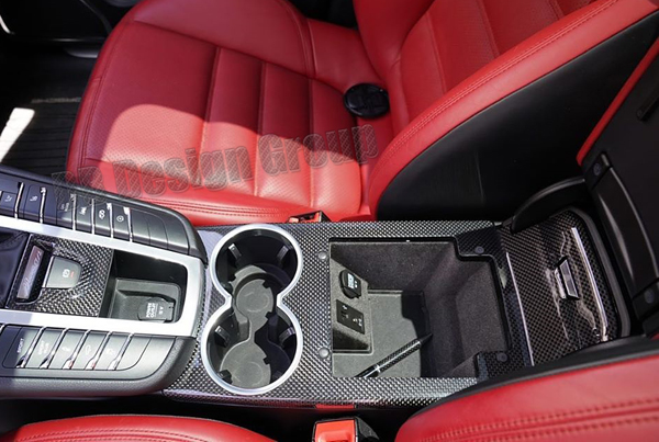 Porsche 95B Macan carbon Konsole Verkleidung Armlehne Getränkehalter Umrandung Blende Ablagefach
