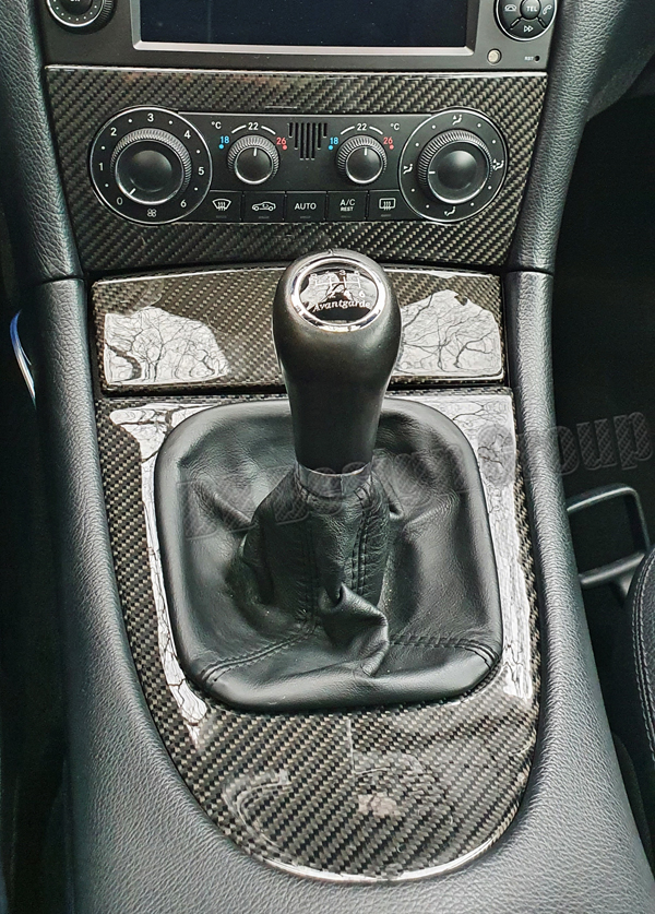 Mercedes Benz CLK W209 Carbon Schaltknauf Blende Schaltkulisse Wählhebel Verkleidung Konsole Dekor Rahmen Mittelkonsole Carbonteile
