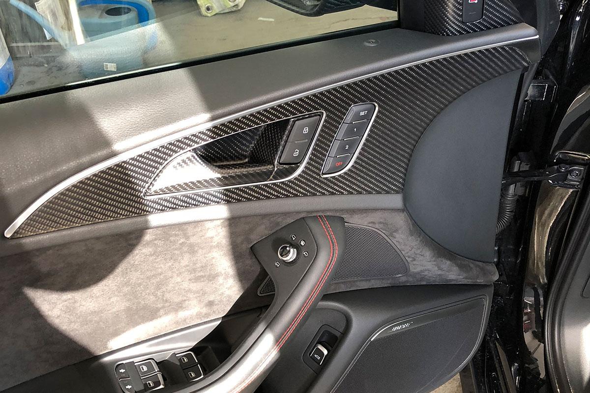  Audi A6 4G Carbon Dekor Blende Tür Griff Spiegel Dreieck Türverkleidung Carbonteile